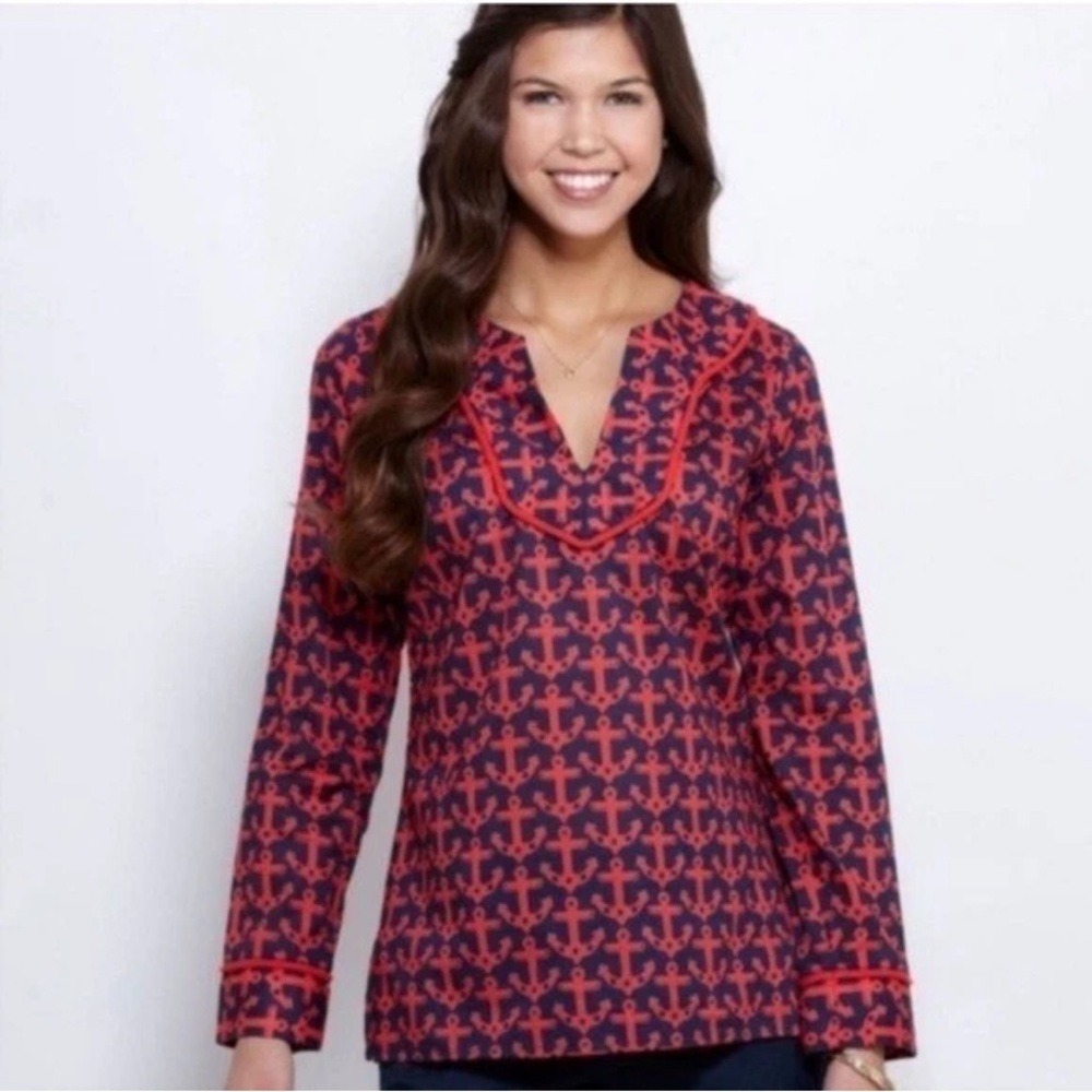 Vineyard Vines Anchor Tunic Red Blue Medium Rope Detail